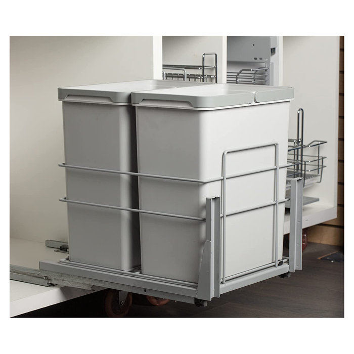 FINECASA 30 Qt./7.5 Gal Pull Out Under Mount Waste Container Kitchen